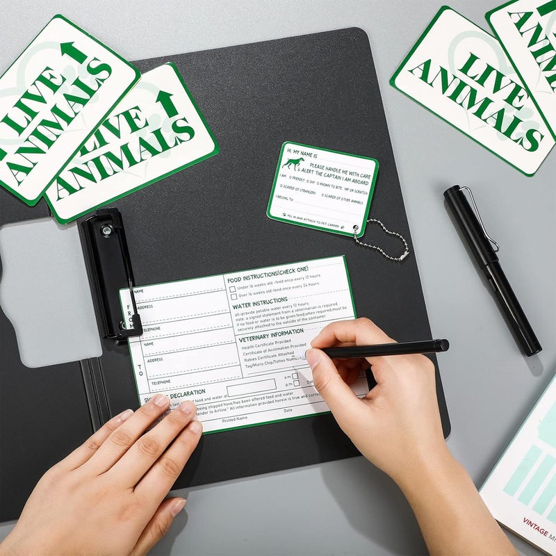 Geyee 18 قطعة ملصقات حيوانات حية لصناديق شحن الطائرات ملصقات حيوانات حية مع سهم هش للحيوانات الثديية ملصقات الشحن للتغليف - Image 3